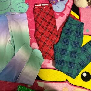 Colorful Plaid and Ombre Leggings Set